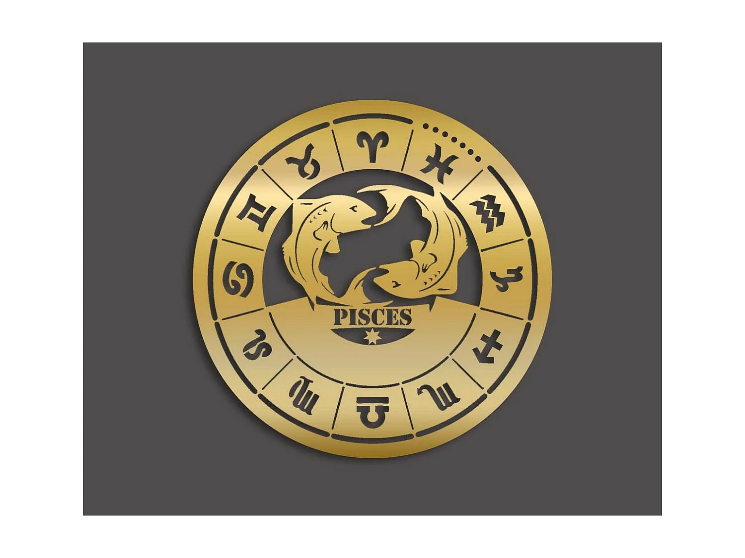 Decorazione in Metallo Oroscopo Pesci 2, Oro, 50x0,15x50 cm, EPIKASA