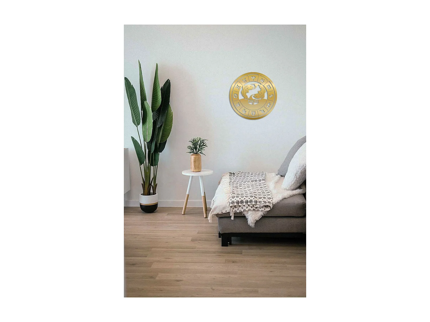 Decorazione in Metallo Oroscopo Pesci 2, Oro, 50x0,15x50 cm, EPIKASA