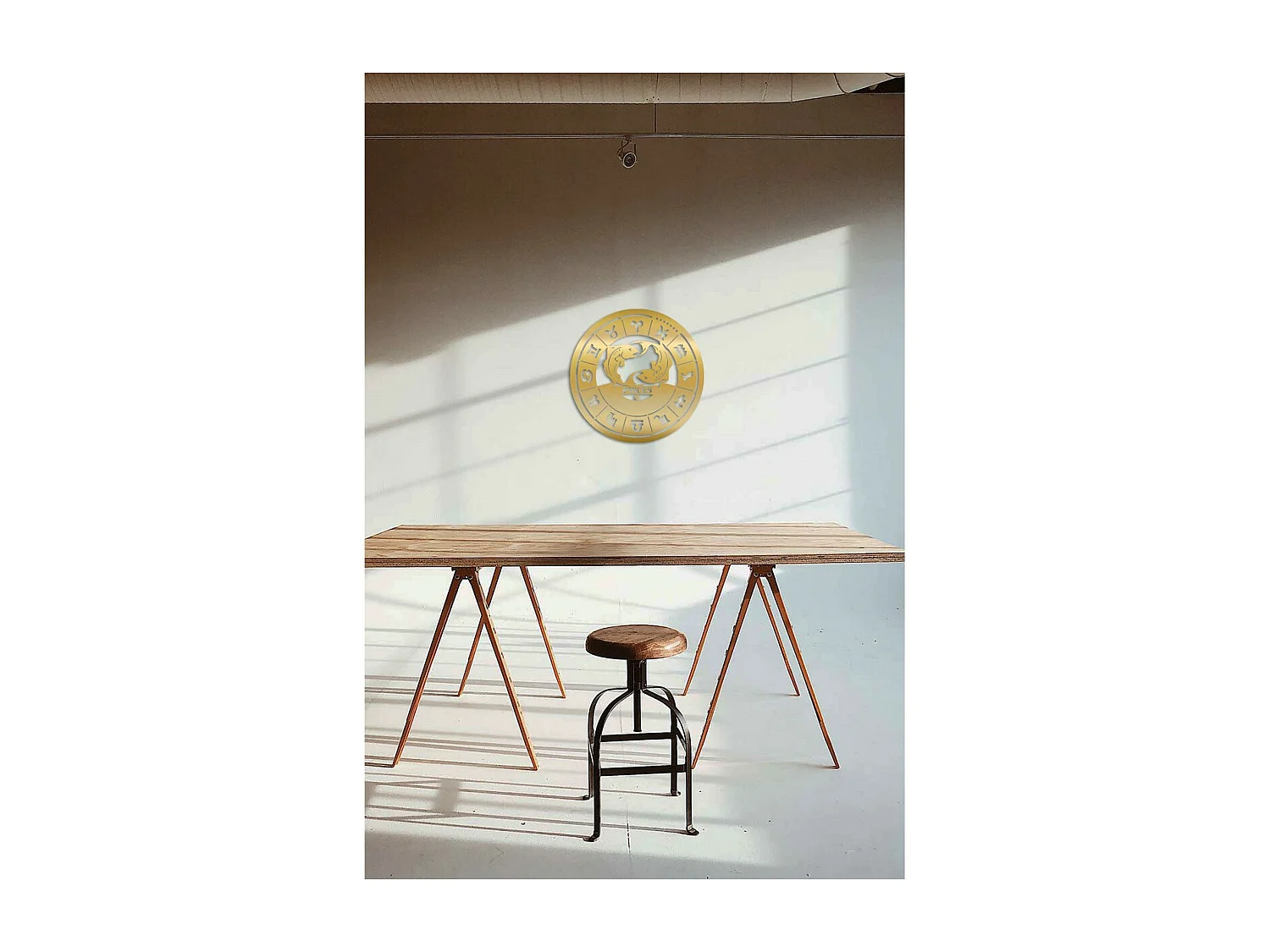 Decorazione in Metallo Oroscopo Pesci 2, Oro, 50x0,15x50 cm, EPIKASA