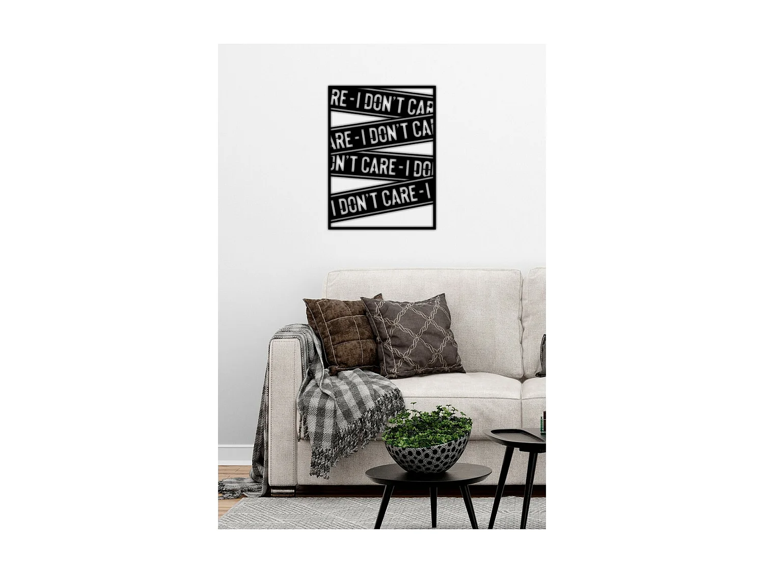 Décoration en Métal I Don't Care, Noir, 56x0,15x75 cm cm, EPIKASA