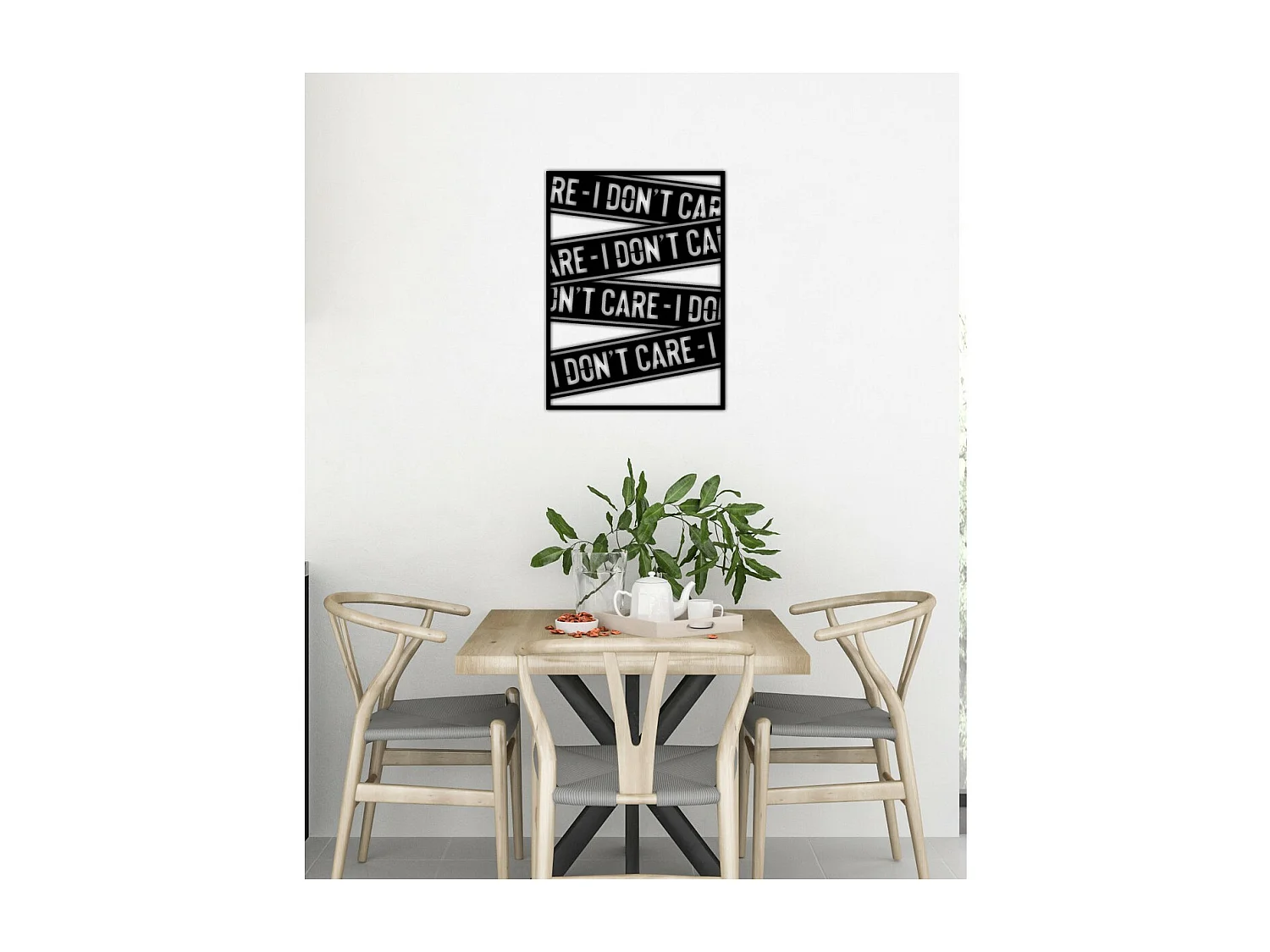 Décoration en Métal I Don't Care, Noir, 56x0,15x75 cm cm, EPIKASA