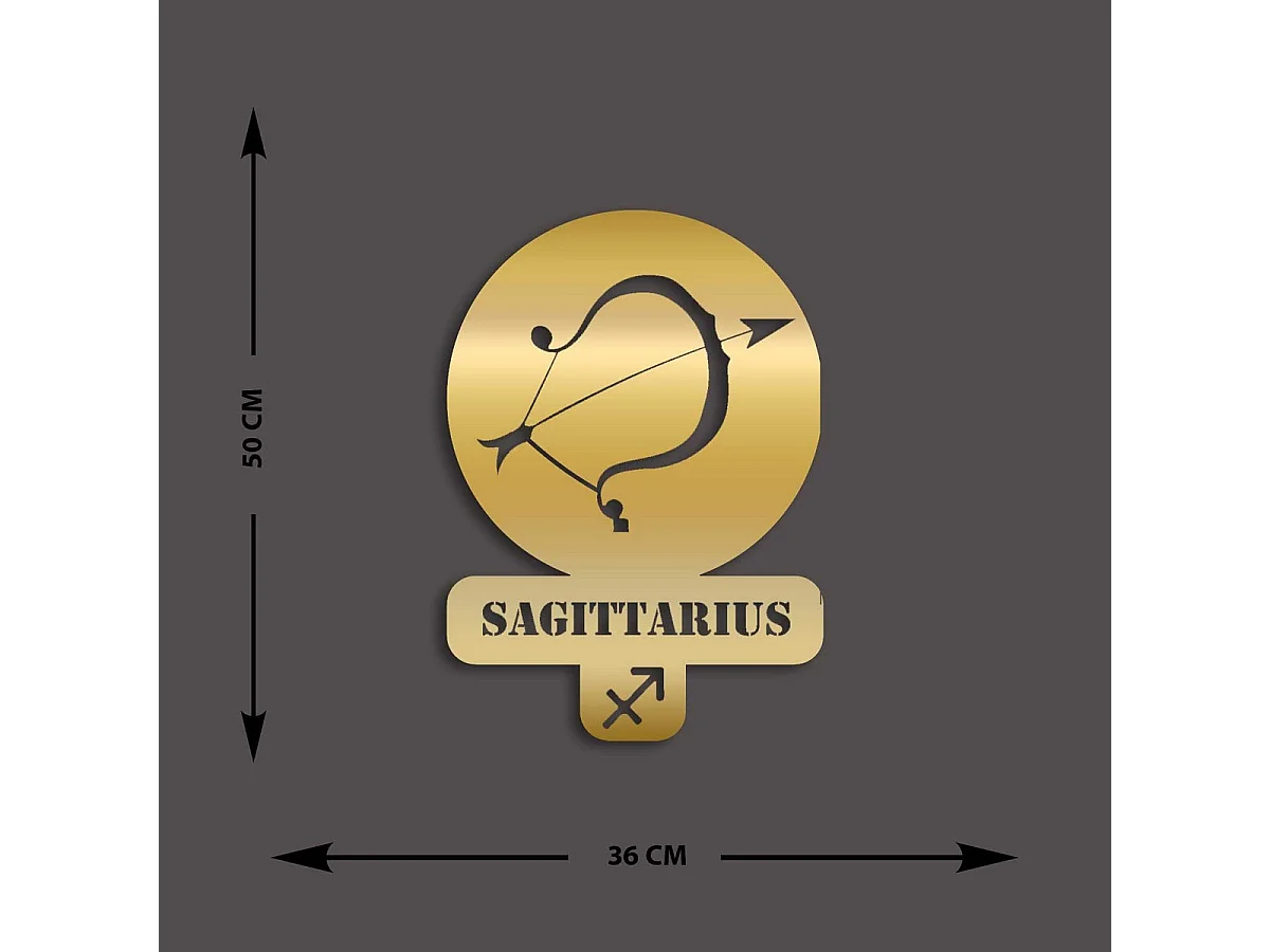 Decoração em Metal Horóscopo de Sagitário 5, Ouro, 36x0,15x50 cm, EPIKASA