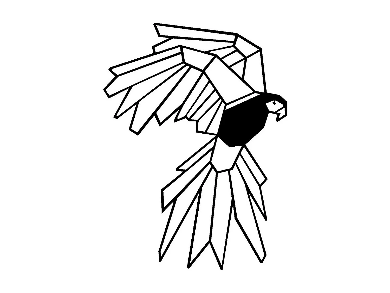 Décoration en Métal Perroquet 5, Noir, 37x0,15x50 cm, EPIKASA