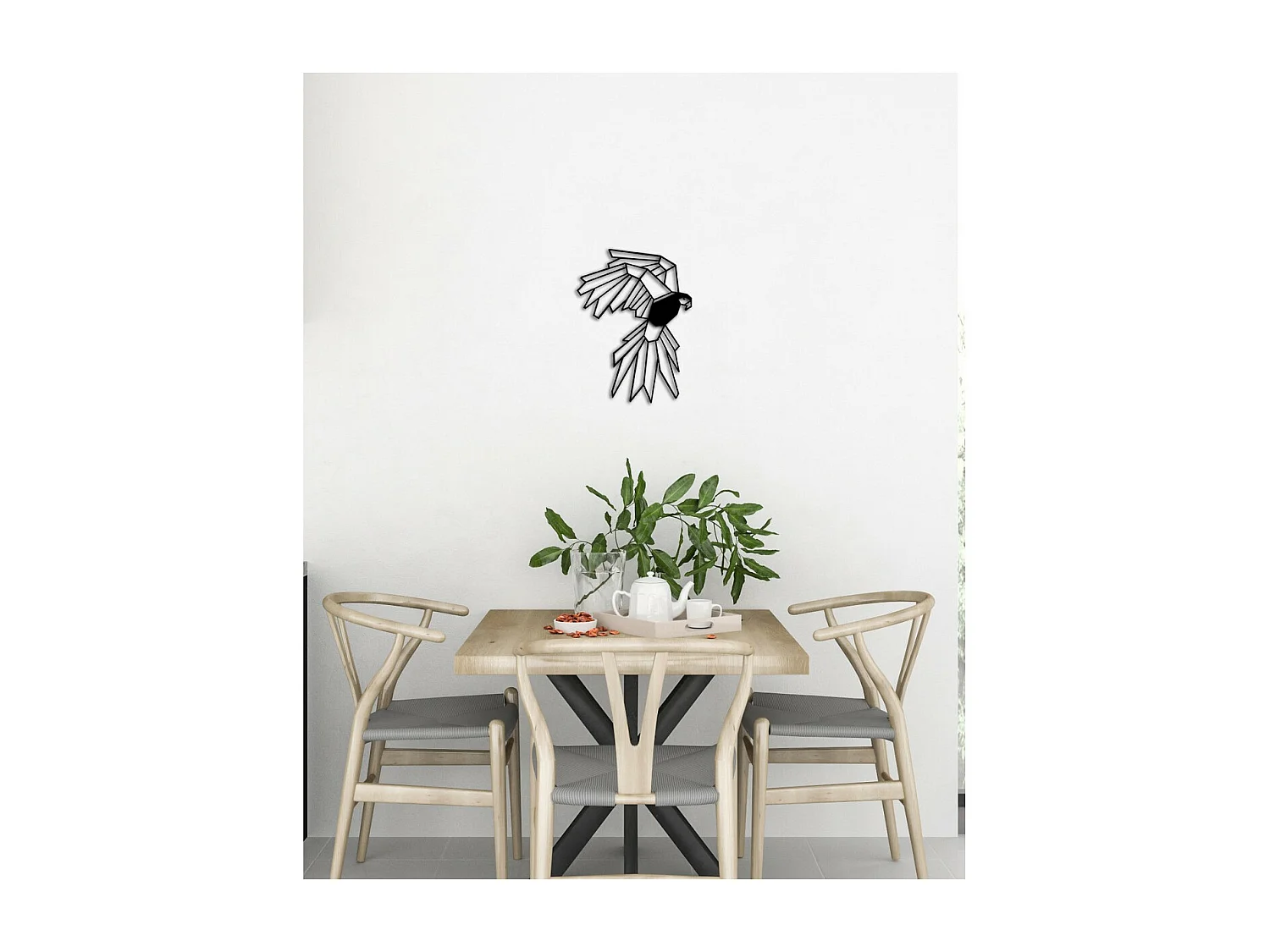 Décoration en Métal Perroquet 5, Noir, 37x0,15x50 cm, EPIKASA