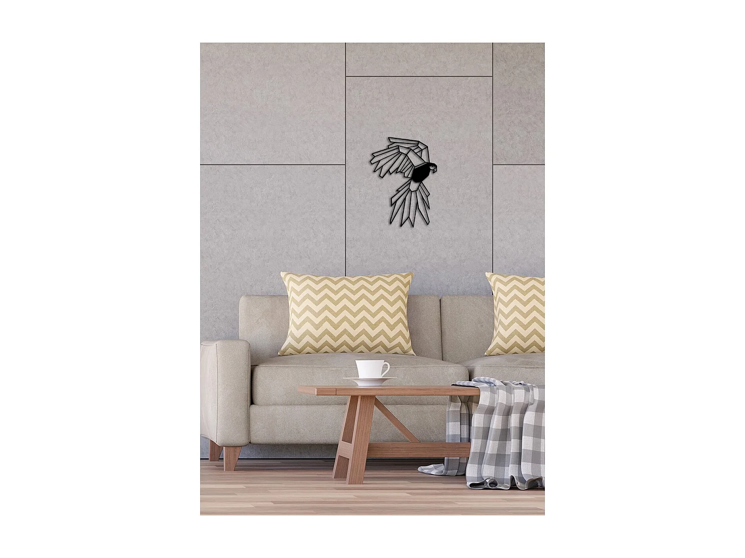 Décoration en Métal Perroquet 5, Noir, 37x0,15x50 cm, EPIKASA