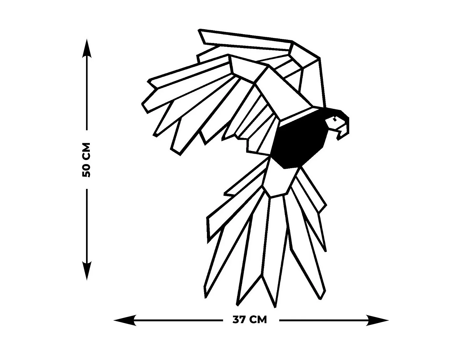 Décoration en Métal Perroquet 5, Noir, 37x0,15x50 cm, EPIKASA