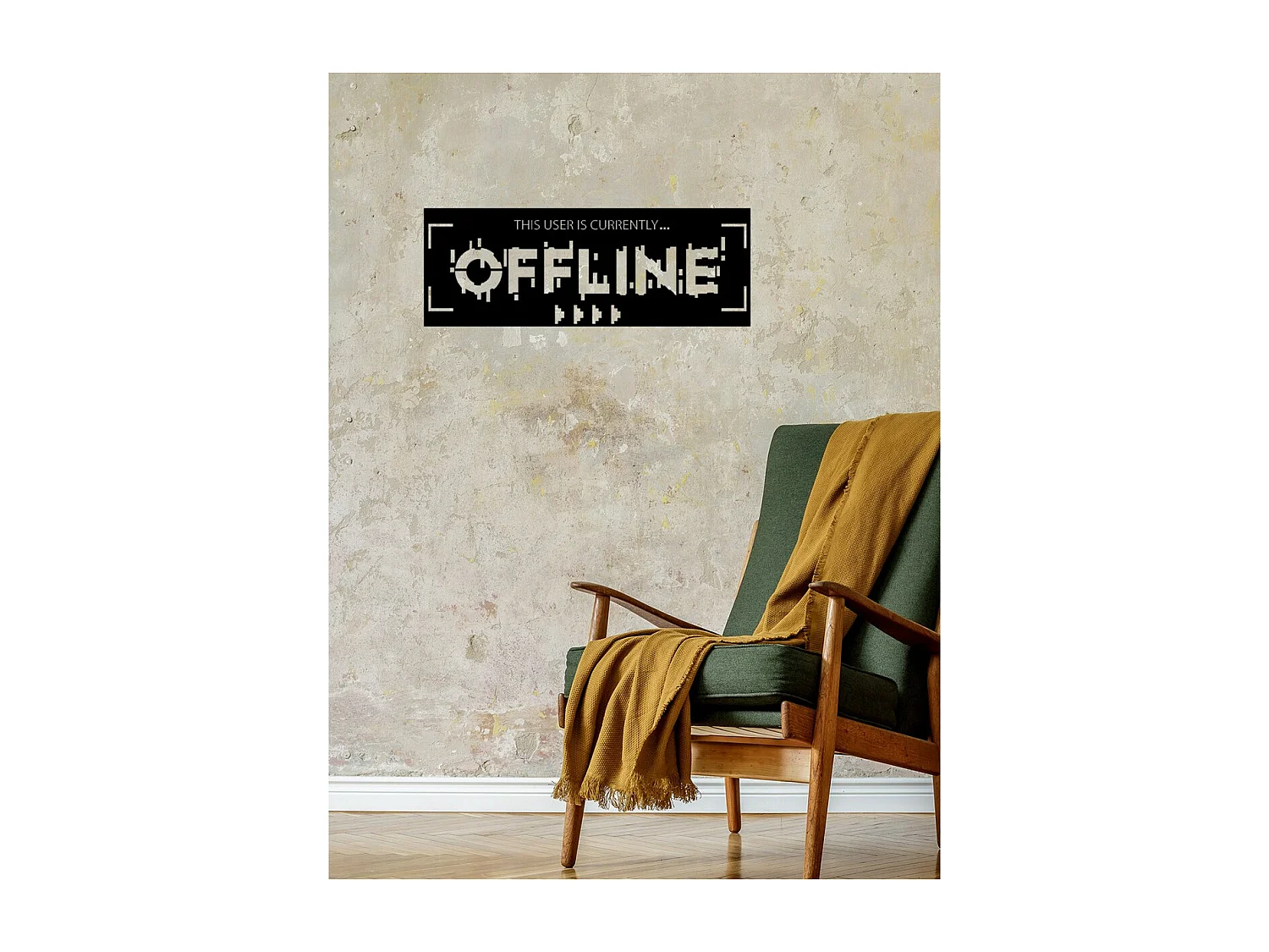 Metalen Decoratie Offline, Zwart, 60x0,15x22 cm cm, EPIKASA