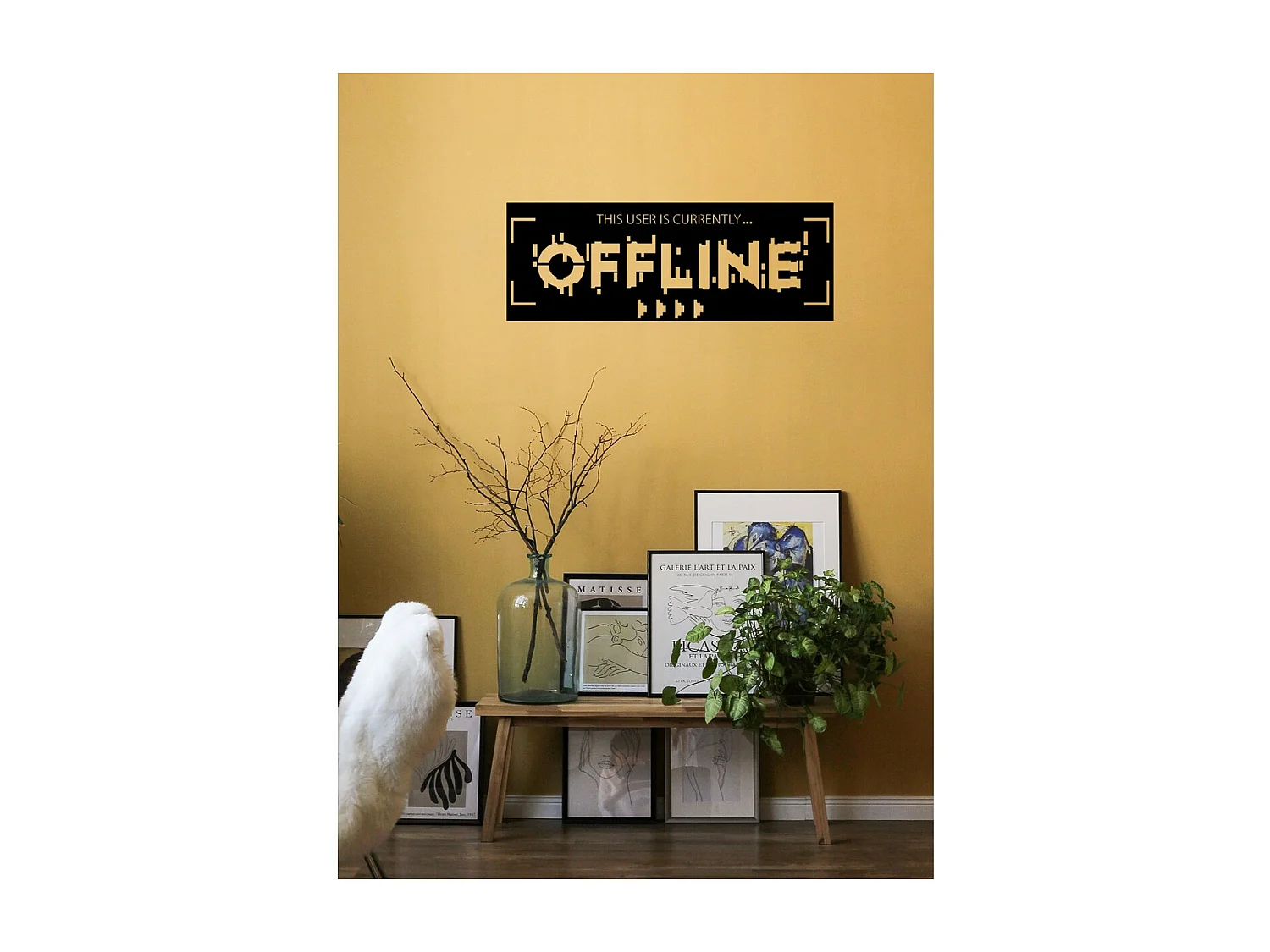 Metalen Decoratie Offline, Zwart, 60x0,15x22 cm cm, EPIKASA