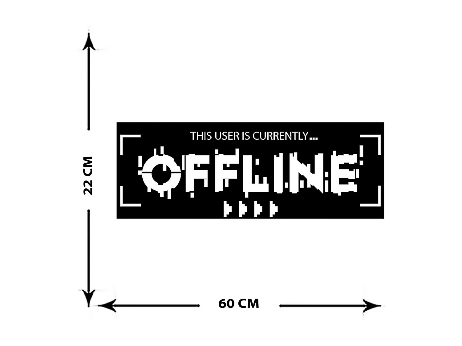 Metalen Decoratie Offline, Zwart, 60x0,15x22 cm cm, EPIKASA