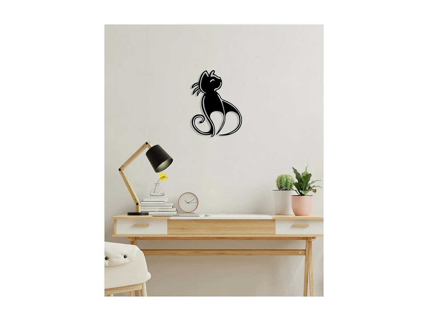 Decoração em Metal Gato 59, Preto, 41x0,15x54 cm, EPIKASA