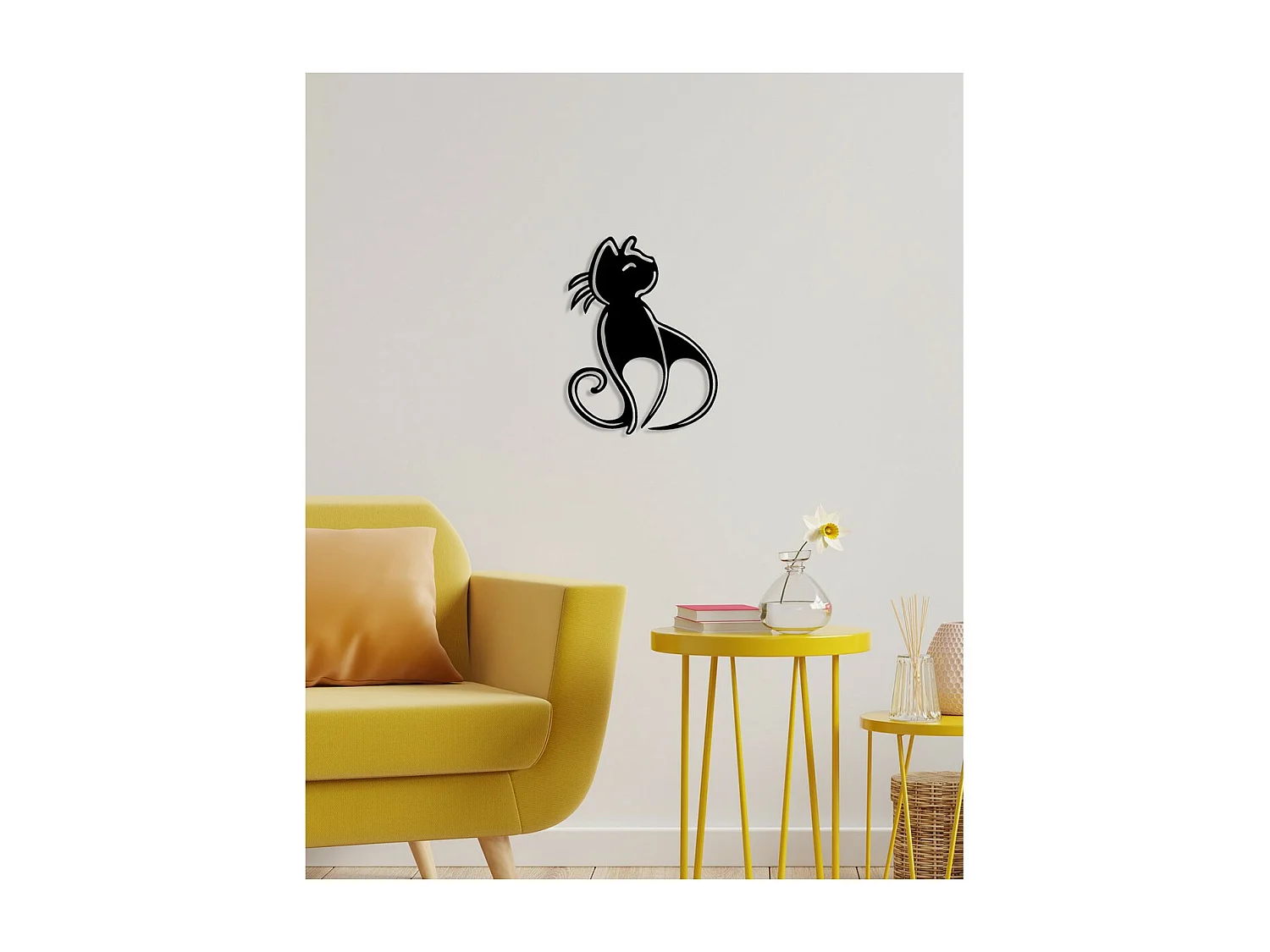 Decoração em Metal Gato 59, Preto, 41x0,15x54 cm, EPIKASA