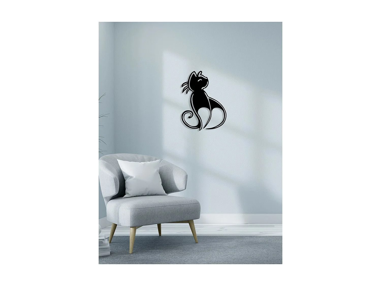 Decoração em Metal Gato 59, Preto, 41x0,15x54 cm, EPIKASA