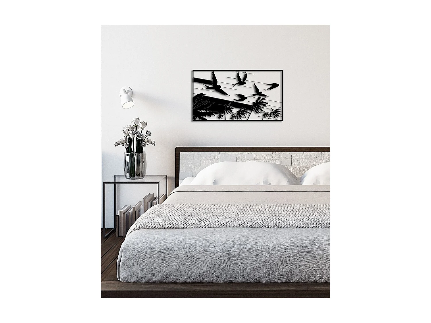 Décoration en Métal Hirondelles 1, Noir, 80x0,15x45 cm, EPIKASA