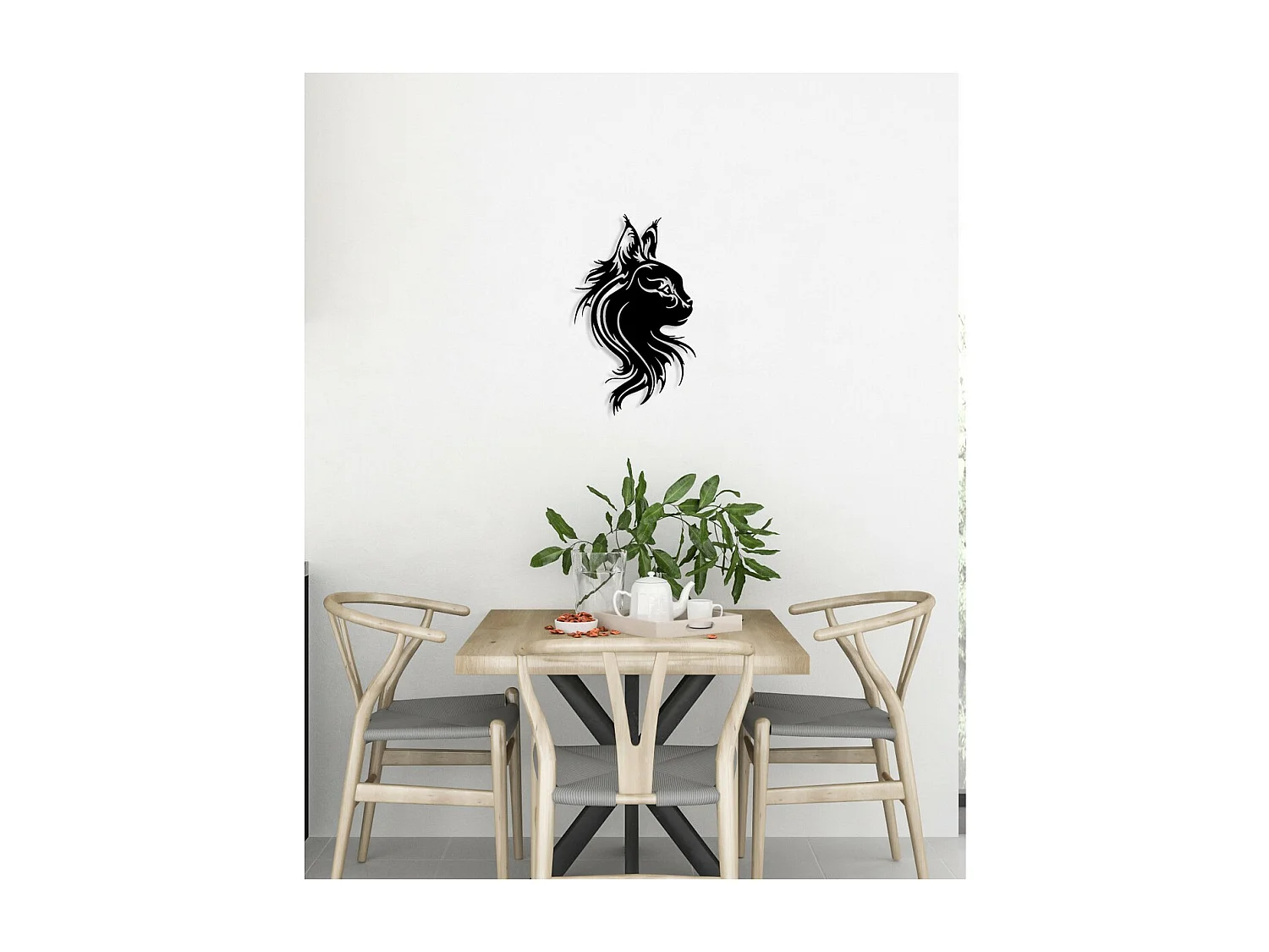 Décoration en Métal Chat 112, Noir, 30x0,15x50 cm, EPIKASA