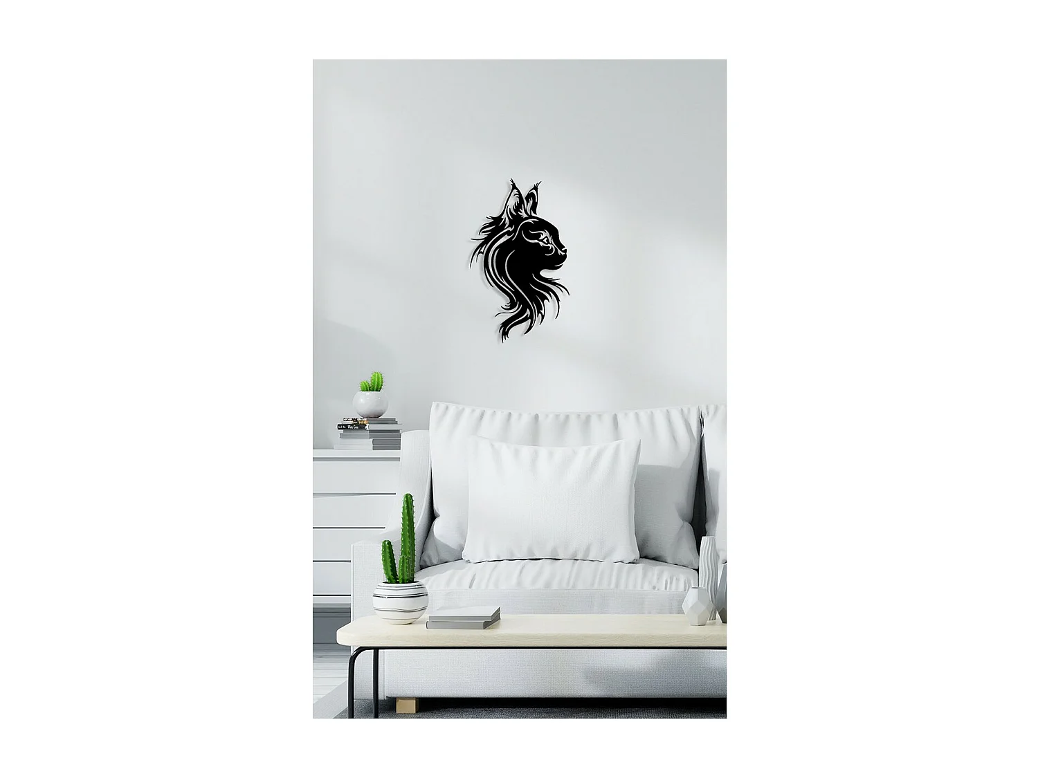 Décoration en Métal Chat 112, Noir, 30x0,15x50 cm, EPIKASA