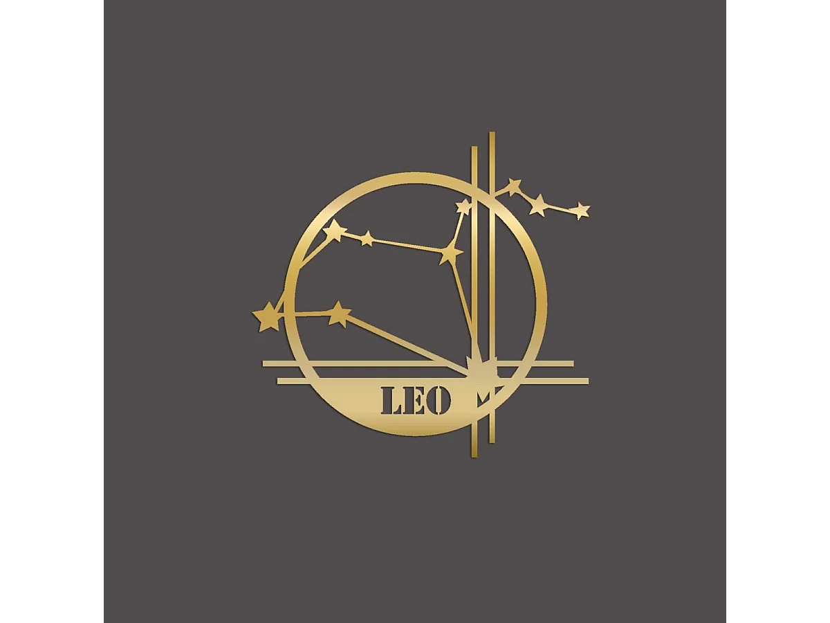 Décoration en Métal Horoscope Lion 11, Or, 40x0,15x40 cm cm, EPIKASA