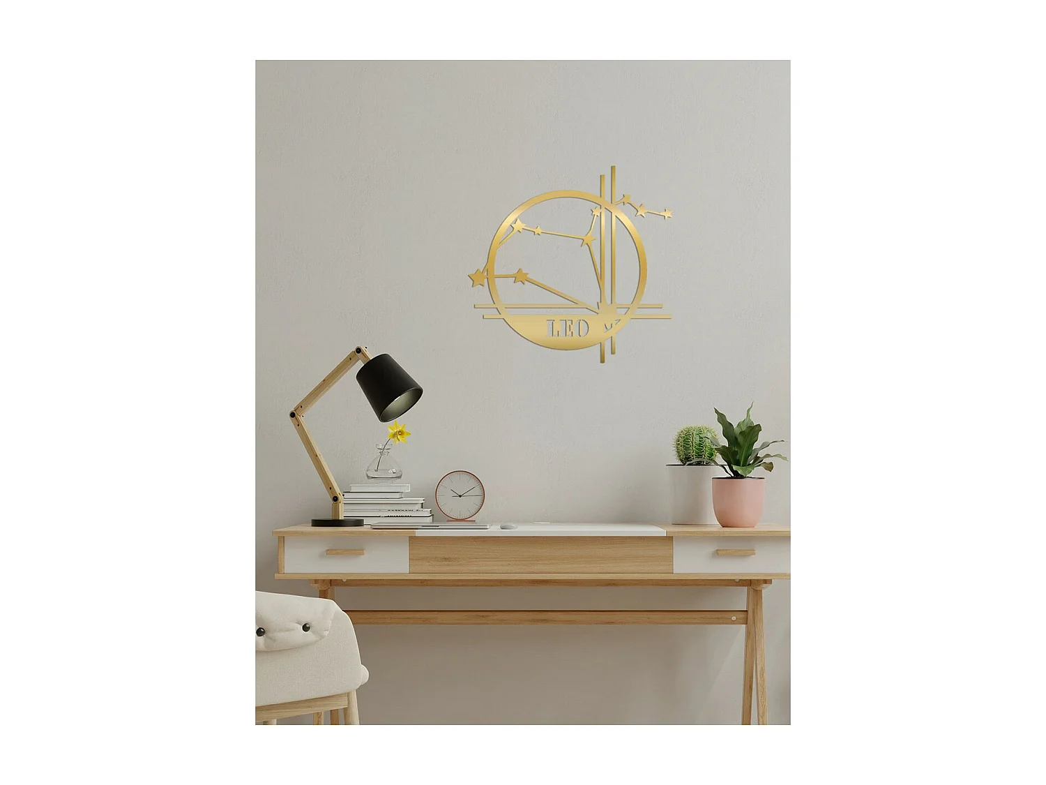 Décoration en Métal Horoscope Lion 11, Or, 40x0,15x40 cm cm, EPIKASA