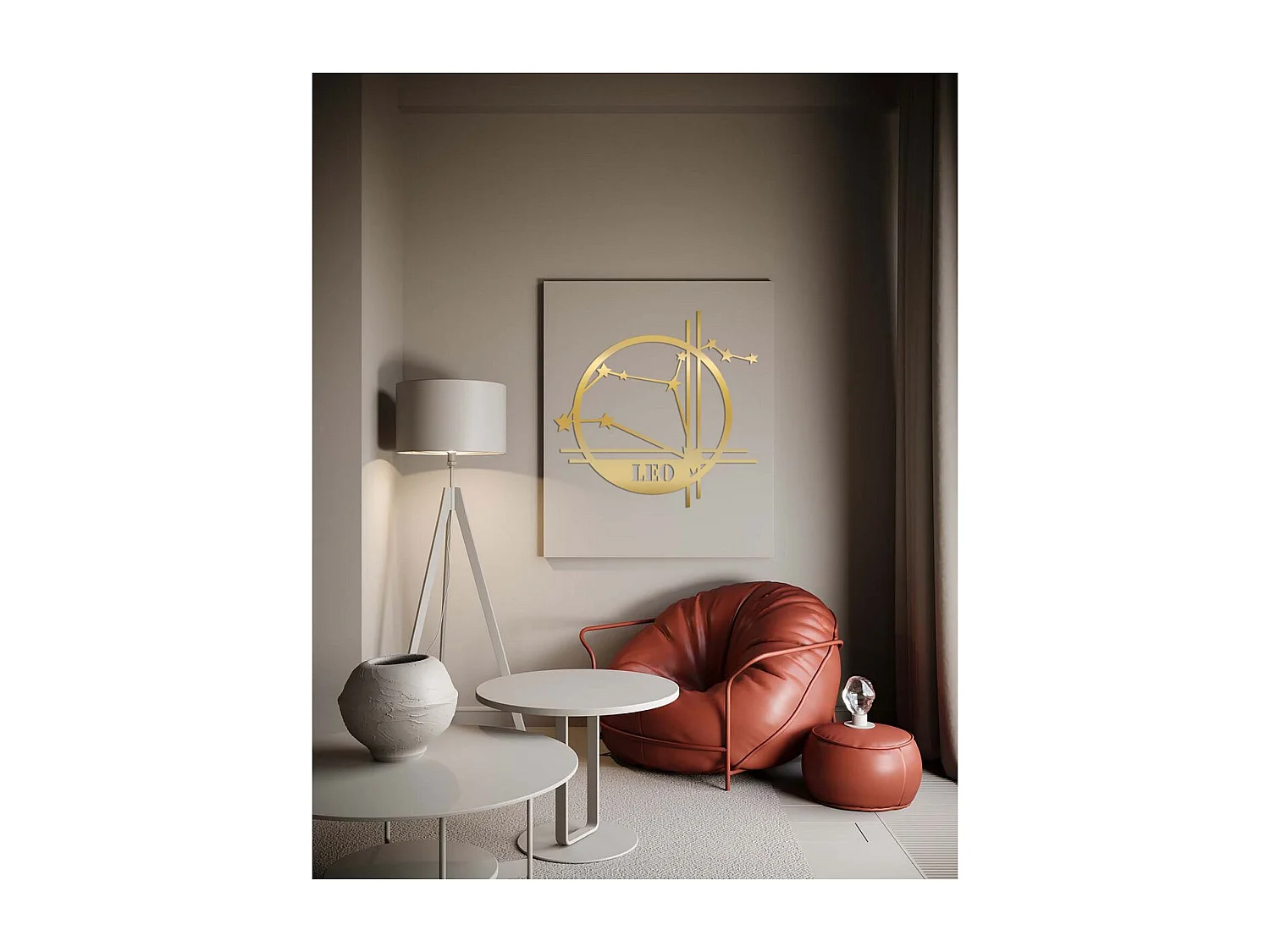 Décoration en Métal Horoscope Lion 11, Or, 40x0,15x40 cm cm, EPIKASA