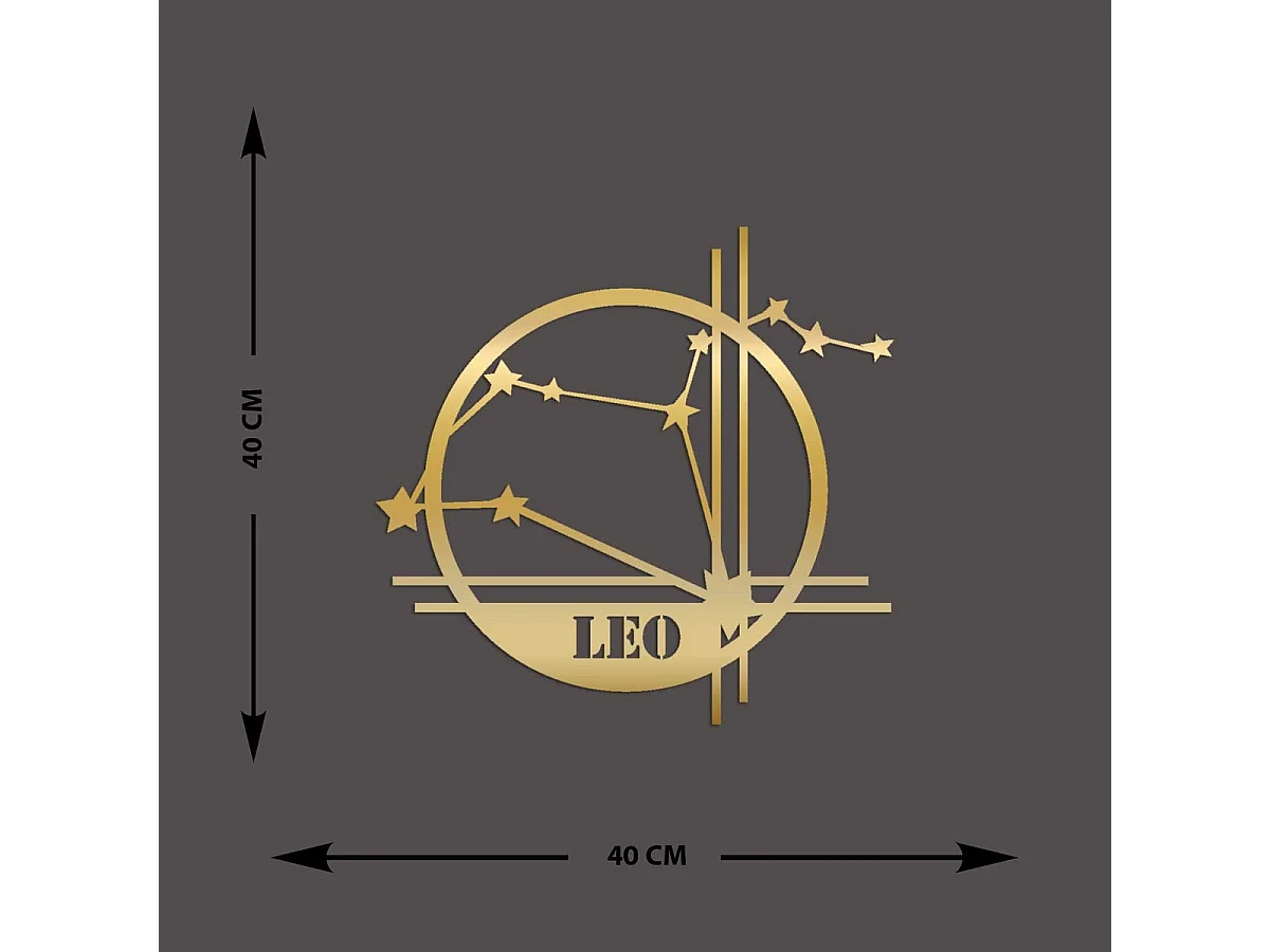 Décoration en Métal Horoscope Lion 11, Or, 40x0,15x40 cm cm, EPIKASA
