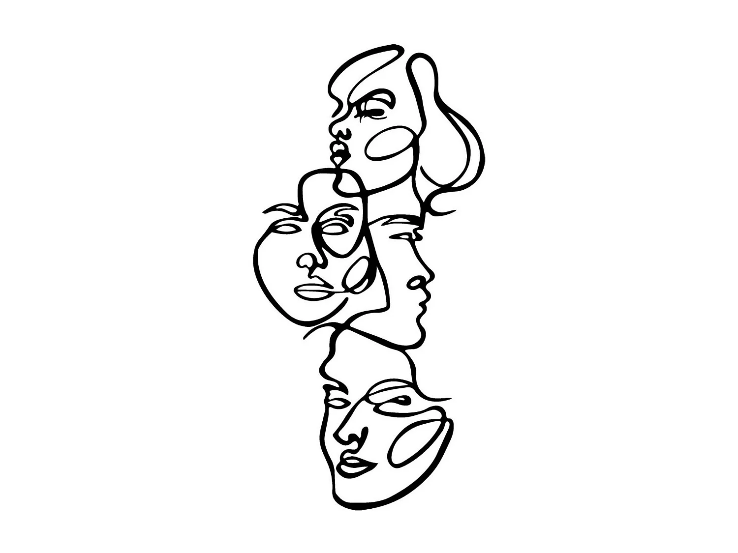 Metalen Decoratie Gezichten 7, Zwart, 45x0,15x90 cm, EPIKASA