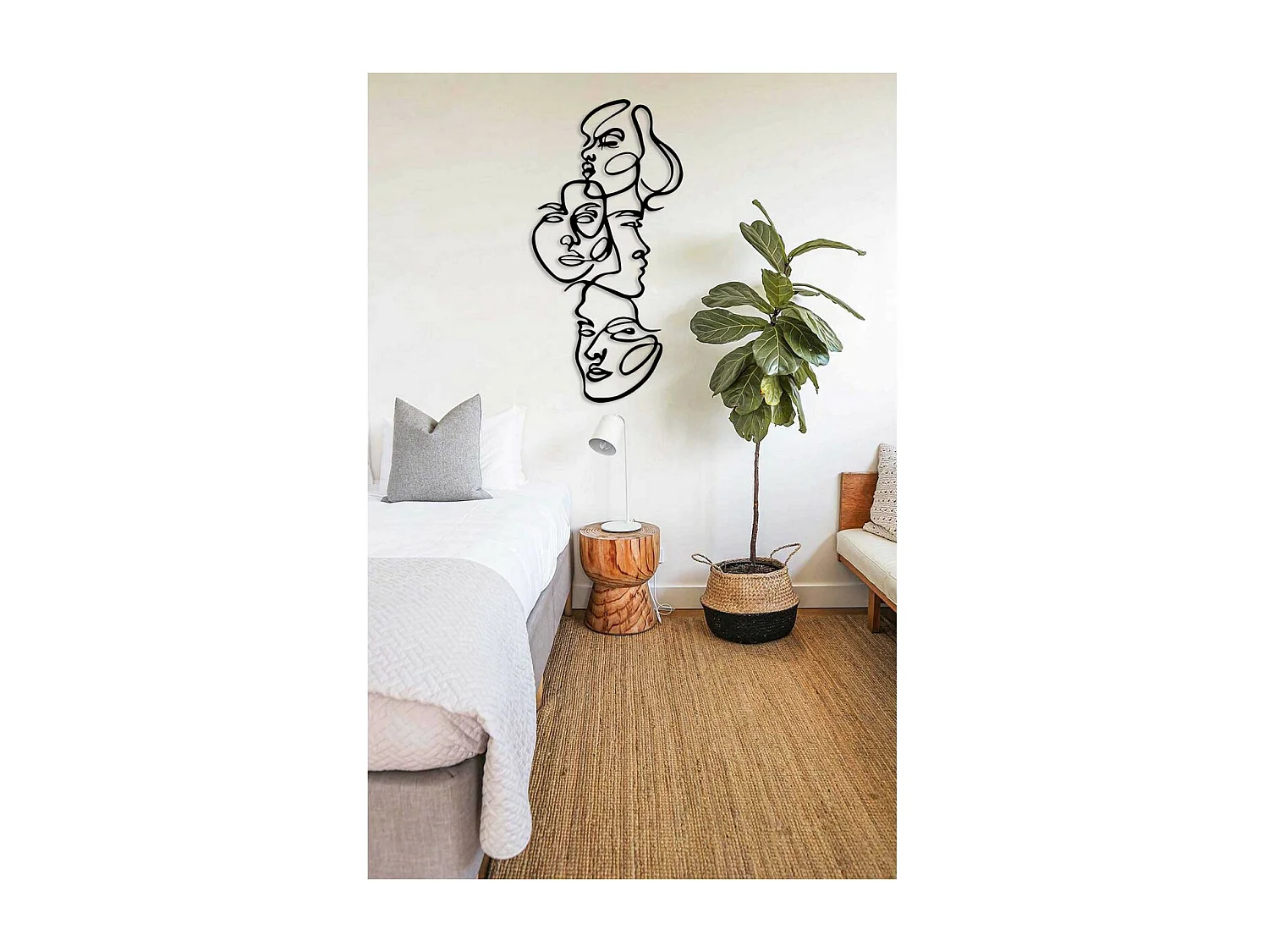 Metalen Decoratie Gezichten 7, Zwart, 45x0,15x90 cm, EPIKASA