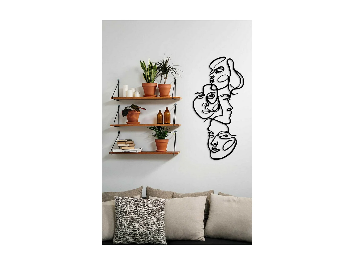 Metalen Decoratie Gezichten 7, Zwart, 45x0,15x90 cm, EPIKASA