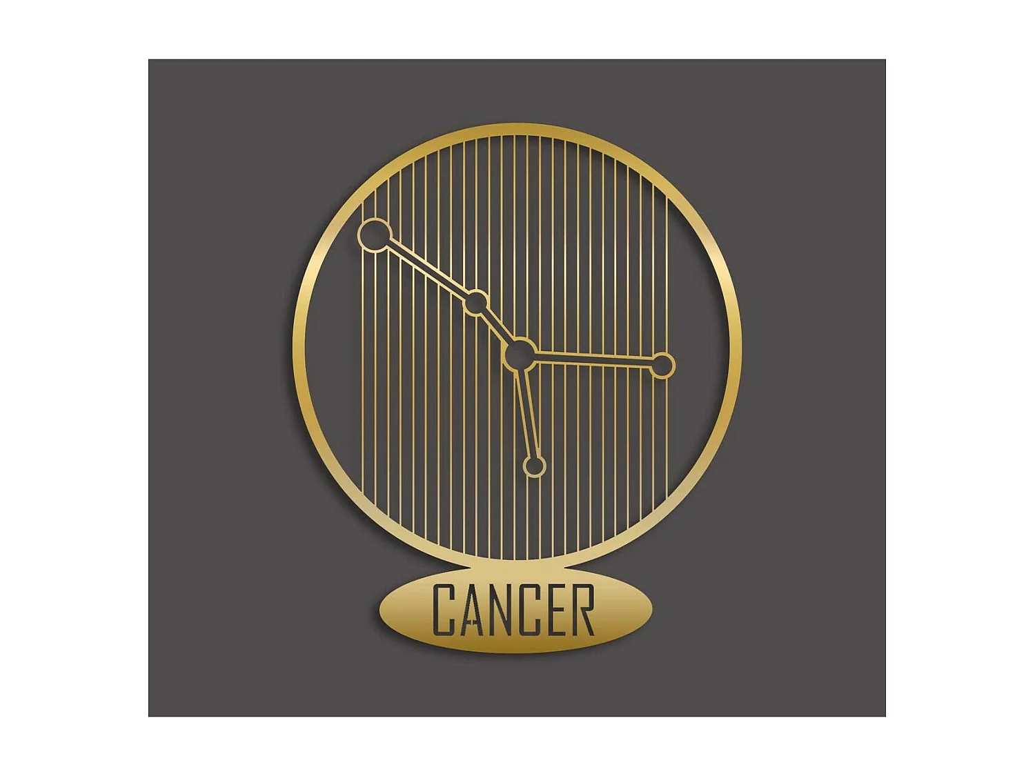 Metalen Decoratie Kreeft Horoscoop 8, Goud, 38x0,15x45 cm, EPIKASA