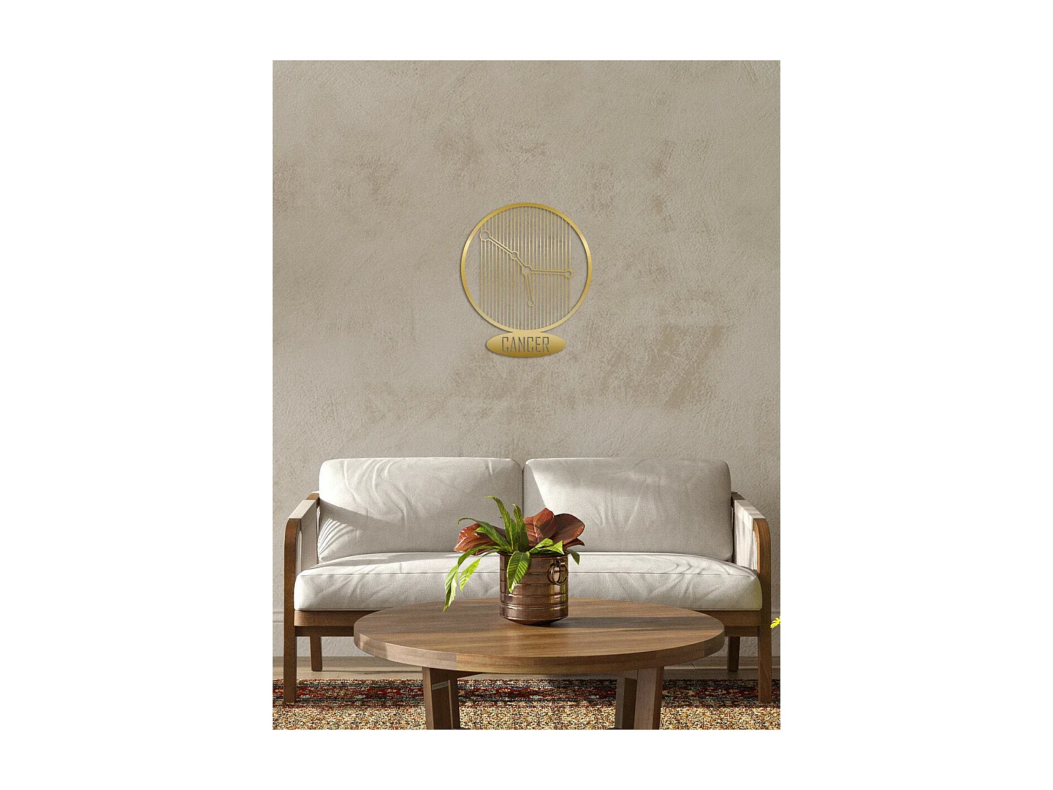 Metalen Decoratie Kreeft Horoscoop 8, Goud, 38x0,15x45 cm, EPIKASA