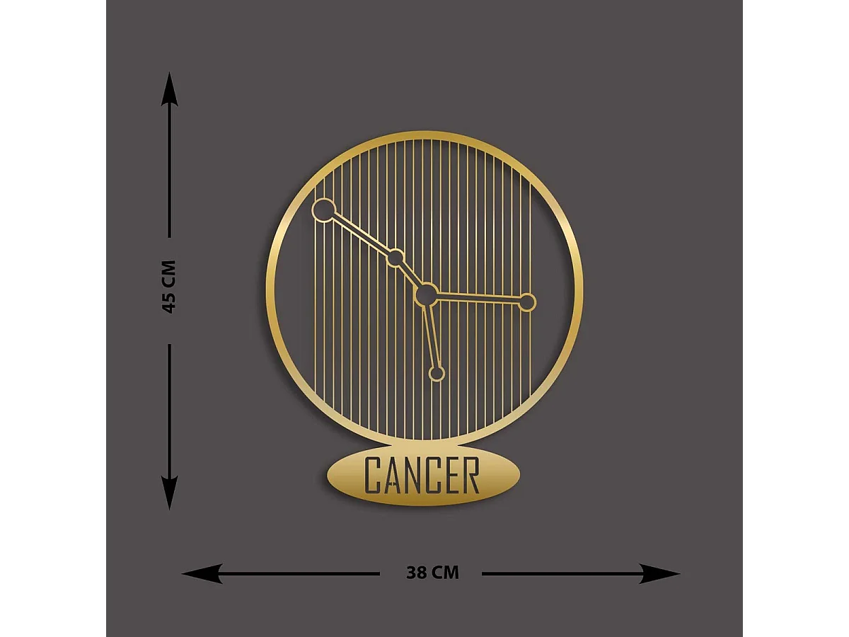 Metalen Decoratie Kreeft Horoscoop 8, Goud, 38x0,15x45 cm, EPIKASA