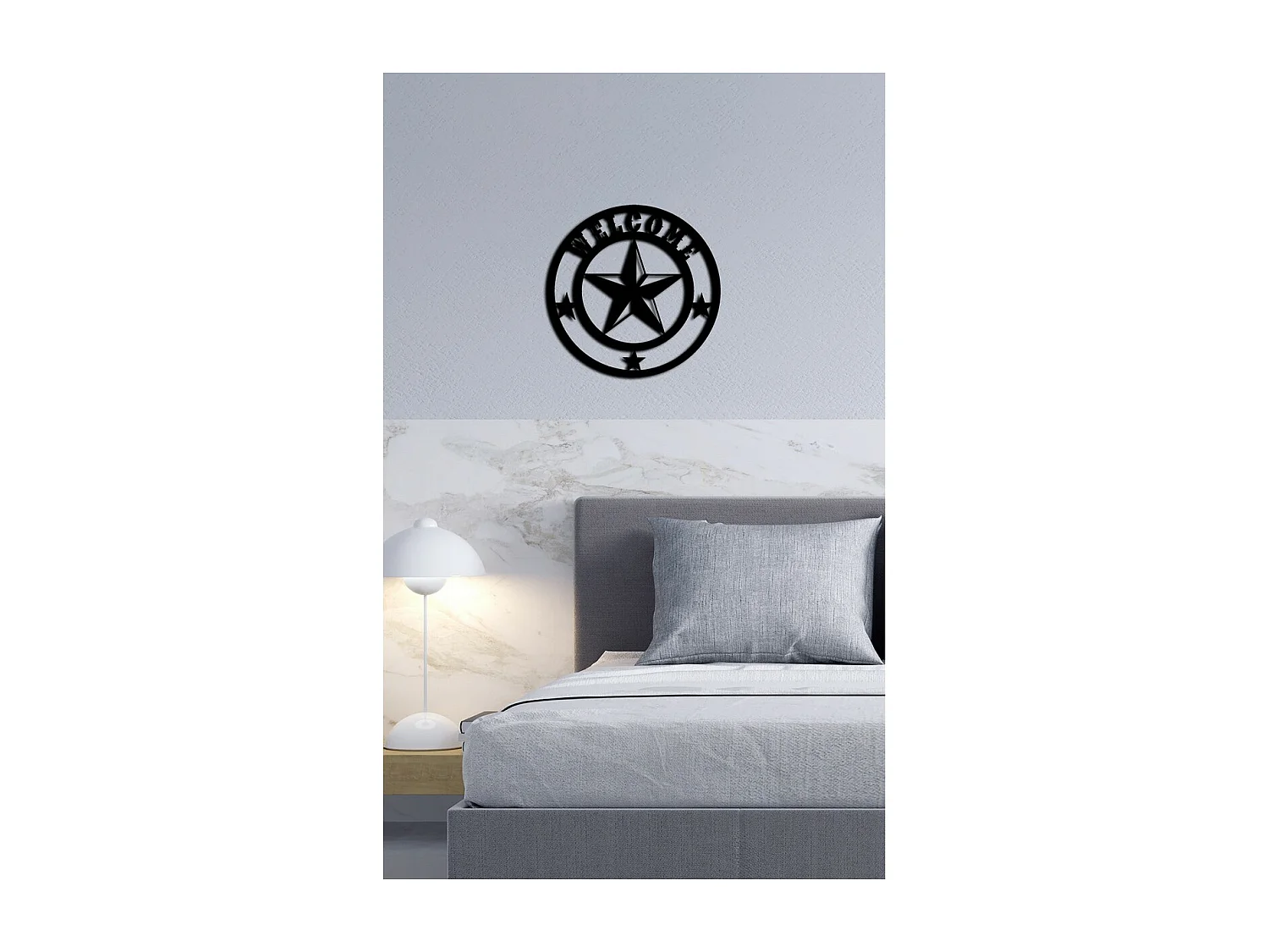 Dekoracja Metalowa Welcome 5, Czarny, 50x0,15x50 cm, EPIKASA