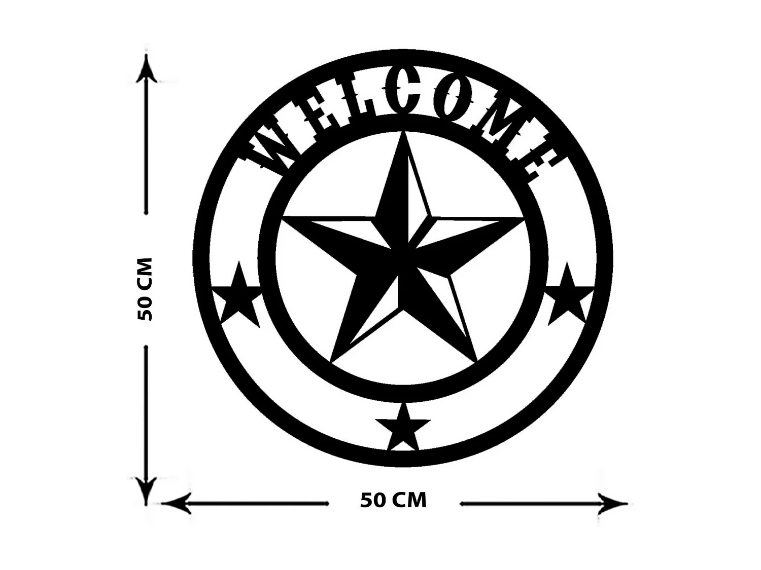 Dekoracja Metalowa Welcome 5, Czarny, 50x0,15x50 cm, EPIKASA