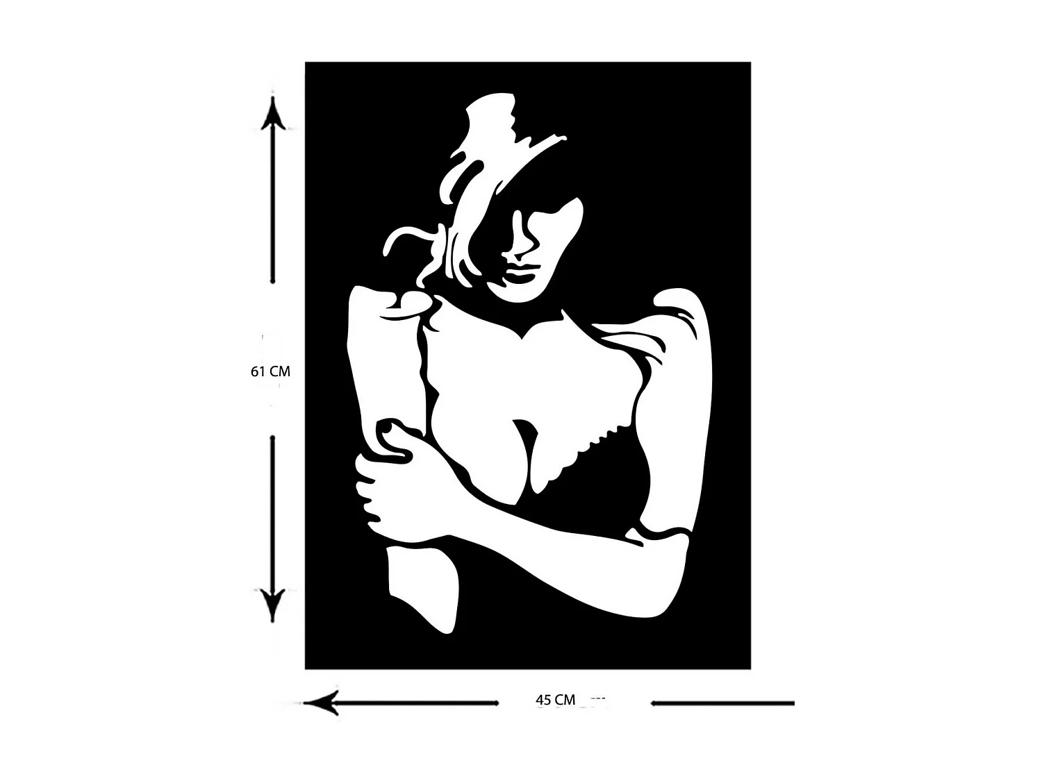 Dekoracja Metalowa Kobieta 1, Czarny, 45x0,15x61 cm, EPIKASA