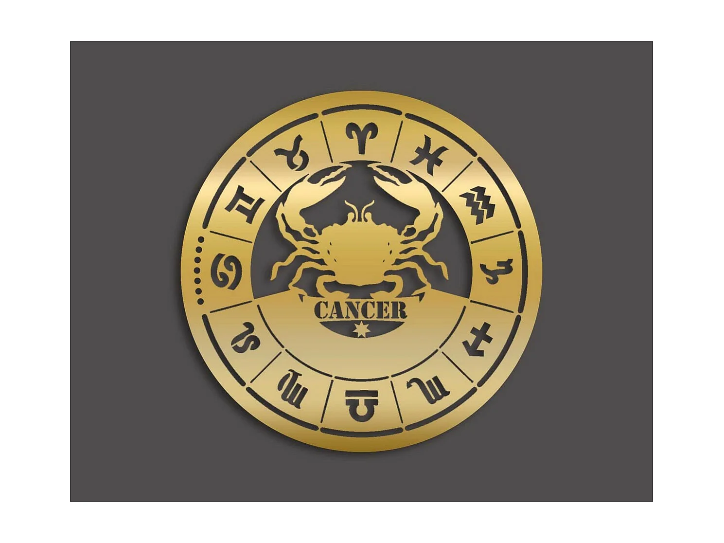 Décoration en Métal Horoscope Cancer 2, Or, 50x0,15x50 cm, EPIKASA