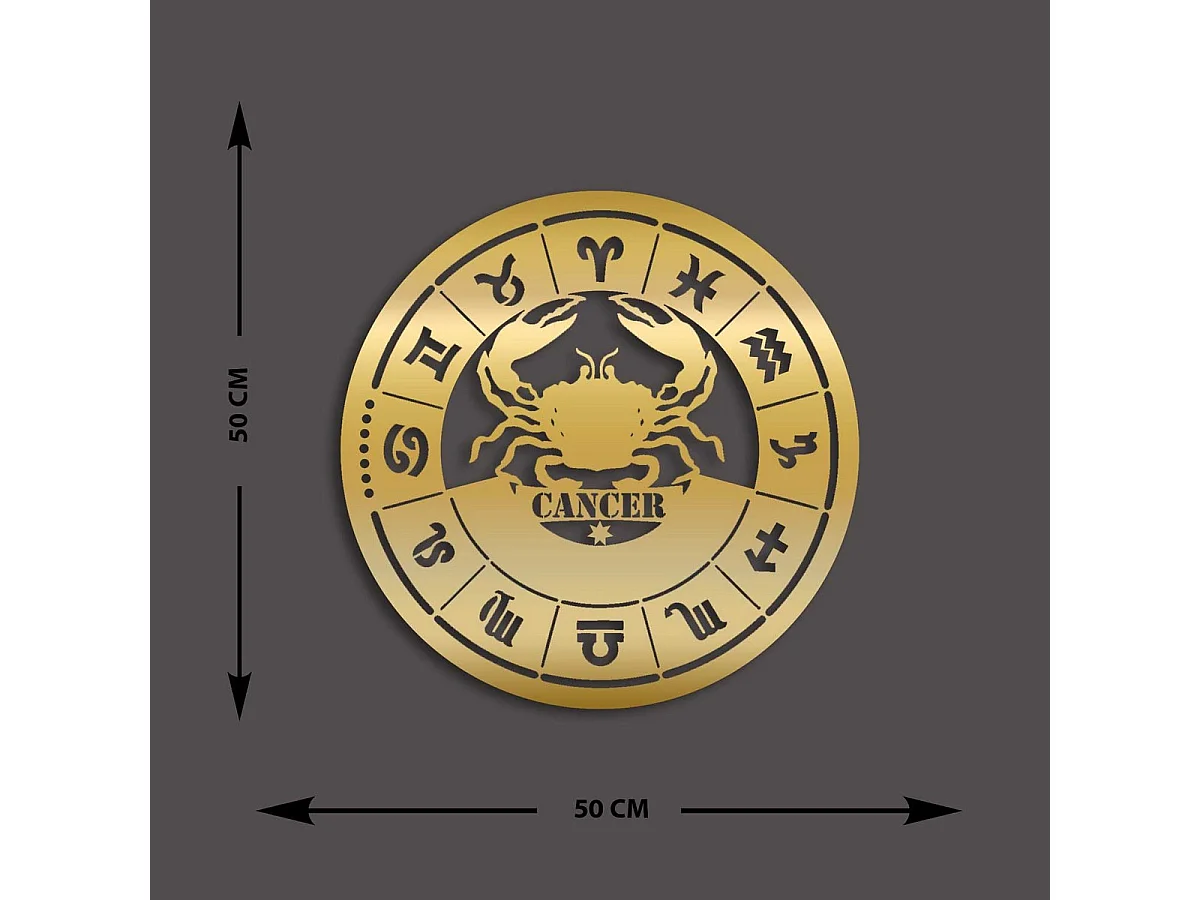 Décoration en Métal Horoscope Cancer 2, Or, 50x0,15x50 cm, EPIKASA
