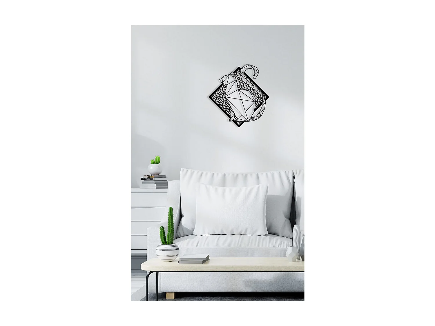 Décoration en Métal Chat, Noir, 60x0,15x63 cm, EPIKASA