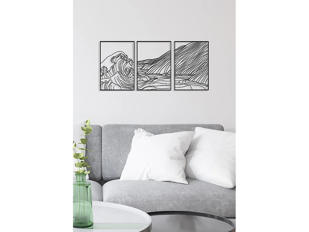 Decoração em Metal Onda 1, Preto, 124x0,15x60 cm, EPIKASA