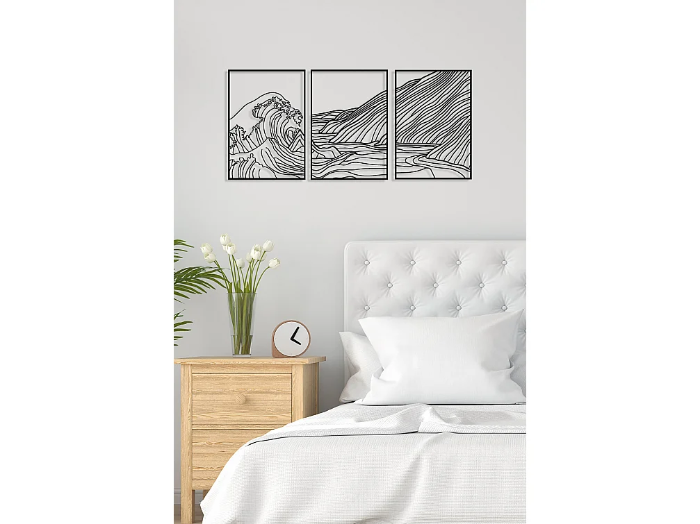 Decoração em Metal Onda 1, Preto, 124x0,15x60 cm, EPIKASA