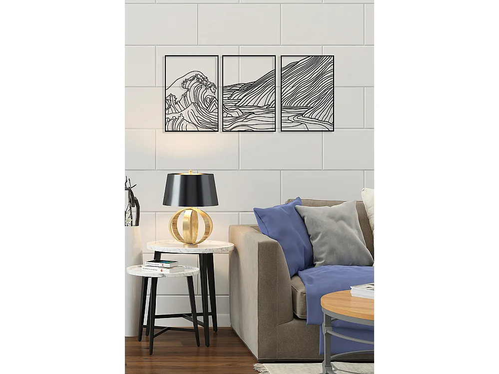 Decoração em Metal Onda 1, Preto, 124x0,15x60 cm, EPIKASA