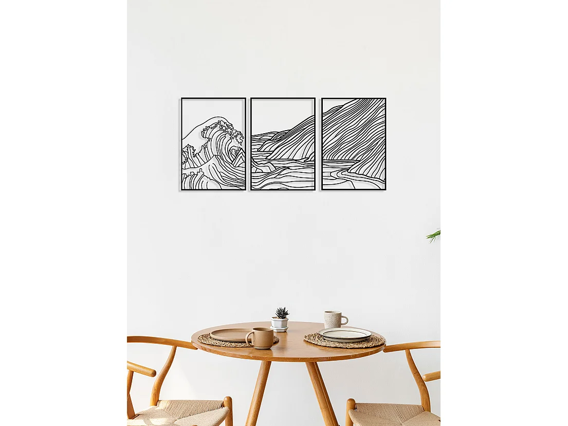 Decoração em Metal Onda 1, Preto, 124x0,15x60 cm, EPIKASA