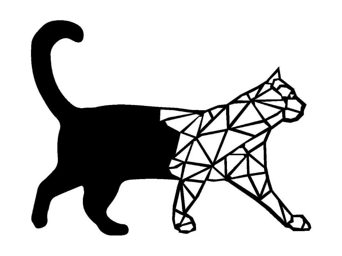 Décoration en Métal Chat 21, Noir, 50x0,15x39 cm, EPIKASA