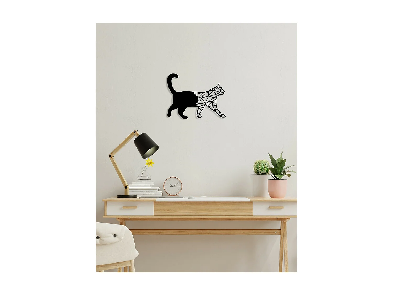 Décoration en Métal Chat 21, Noir, 50x0,15x39 cm, EPIKASA