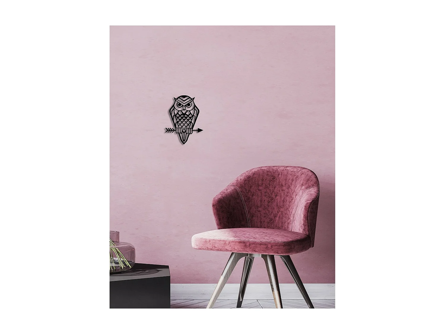 Décoration en Métal Hibou 8, Noir, 31x0,15x40 cm, EPIKASA