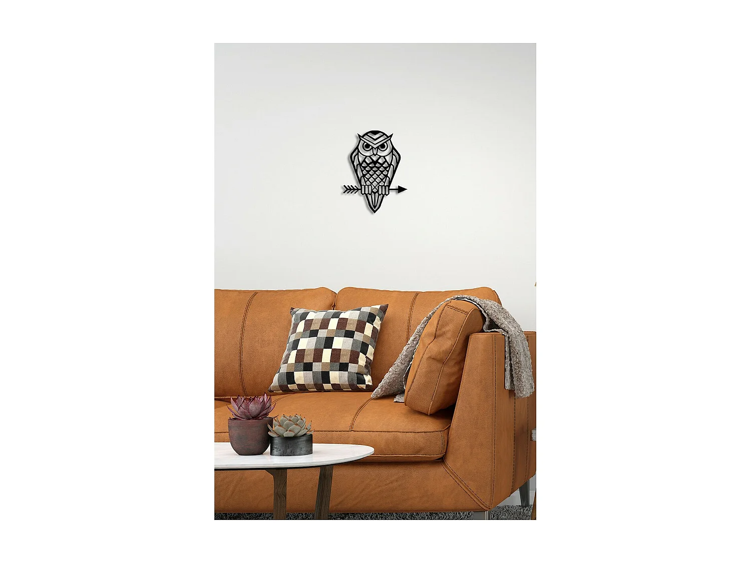 Décoration en Métal Hibou 8, Noir, 31x0,15x40 cm, EPIKASA