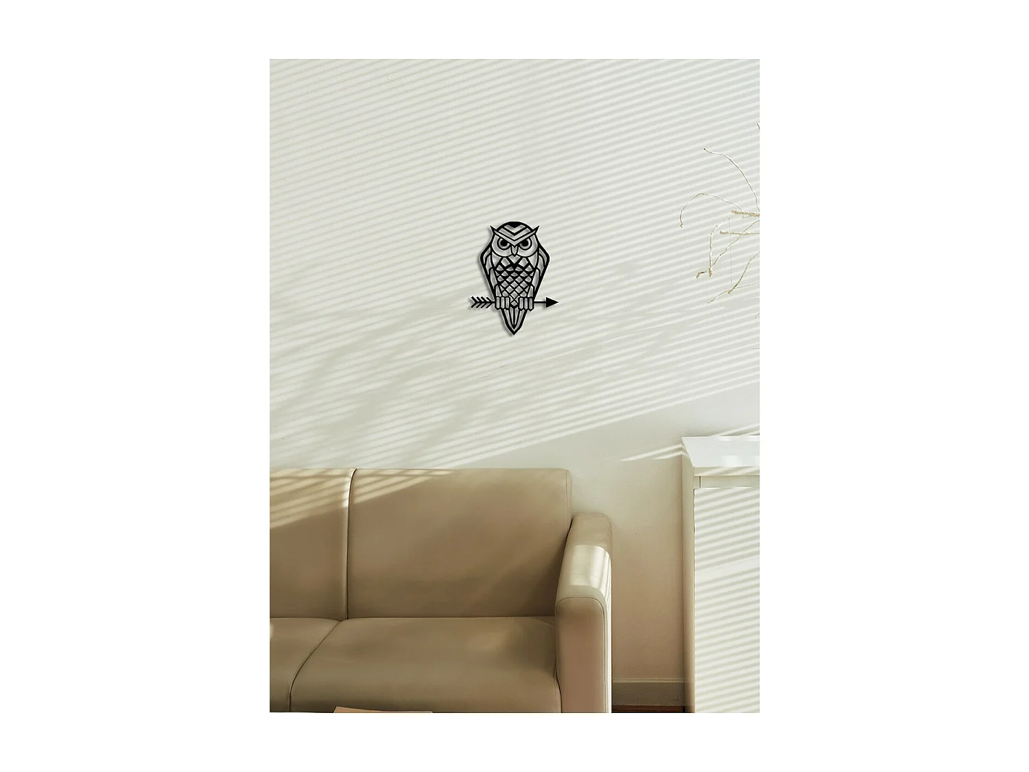 Décoration en Métal Hibou 8, Noir, 31x0,15x40 cm, EPIKASA