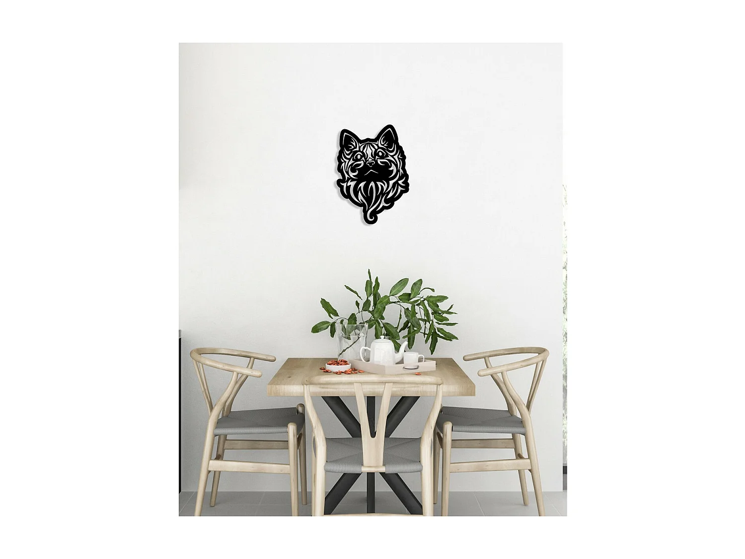 Metalen Decoratie Kat 88, Zwart, 40x0,15x55 cm, EPIKASA