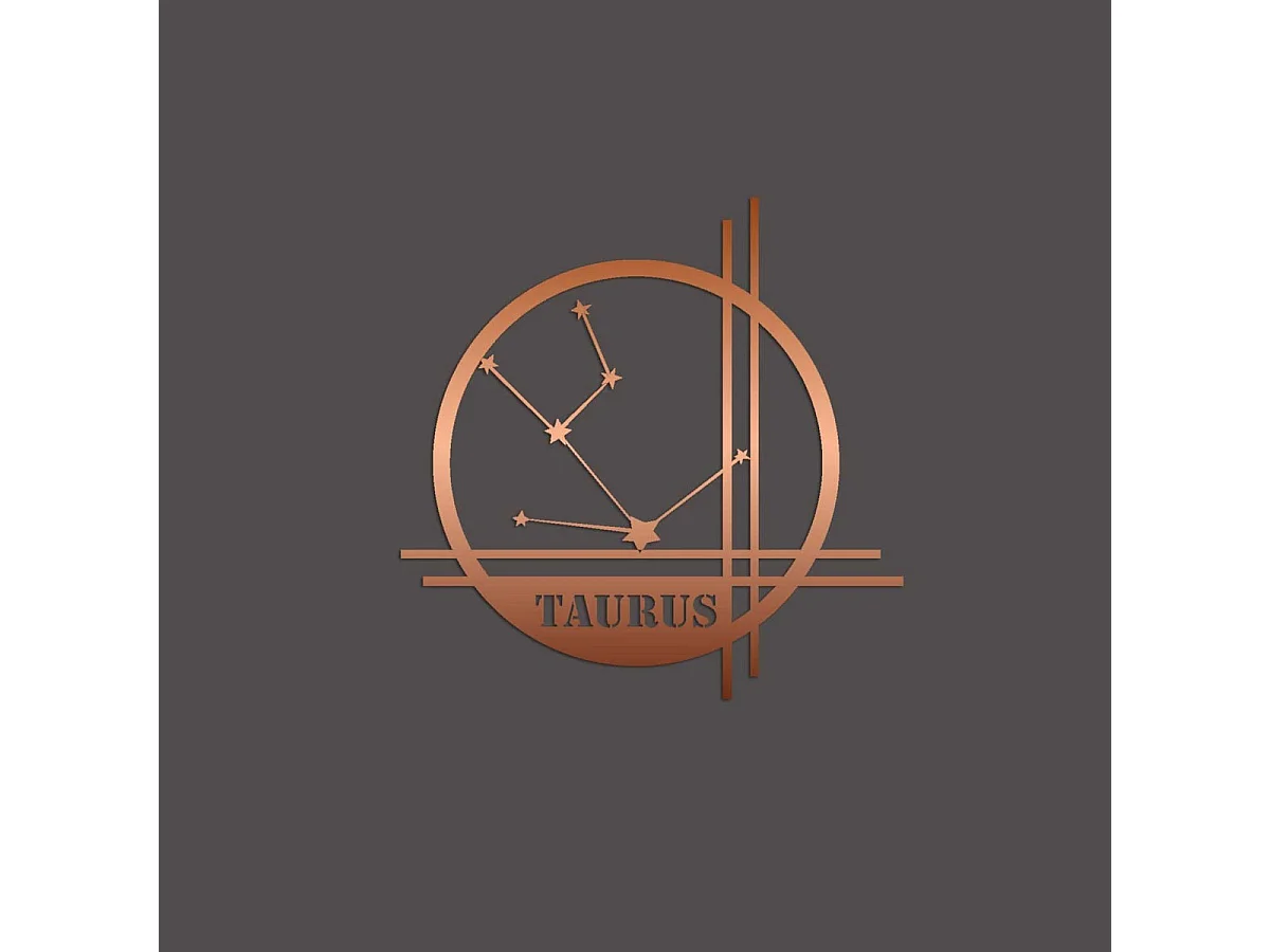 Decoração em Metal Horóscopo de Touro 10, Cobre, 40x0,15x40 cm cm, EPIKASA
