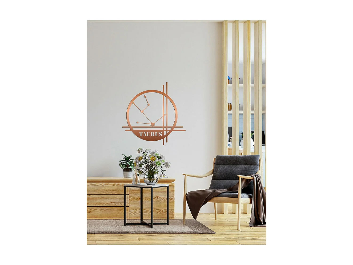 Decoração em Metal Horóscopo de Touro 10, Cobre, 40x0,15x40 cm cm, EPIKASA