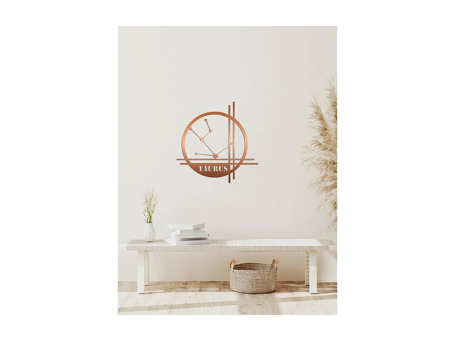 Decoração em Metal Horóscopo de Touro 10, Cobre, 40x0,15x40 cm cm, EPIKASA