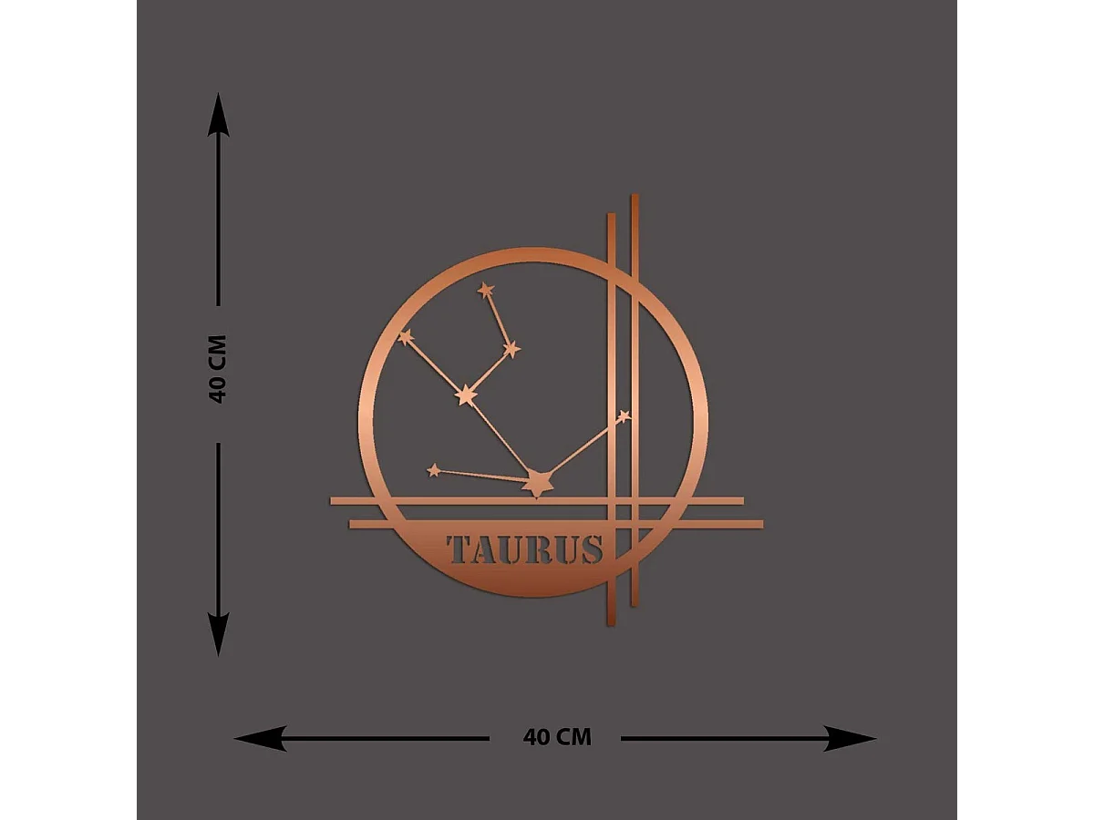 Decoração em Metal Horóscopo de Touro 10, Cobre, 40x0,15x40 cm cm, EPIKASA