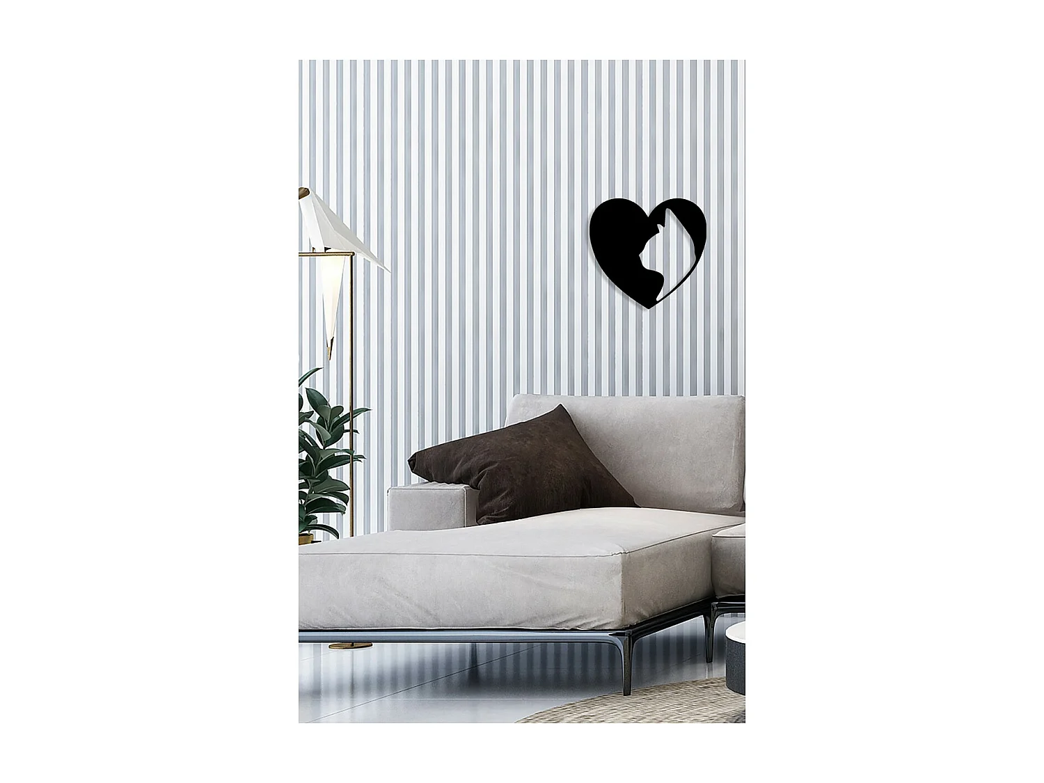 Décoration en Métal Chat 165, Noir, 40x0,15x38 cm, EPIKASA